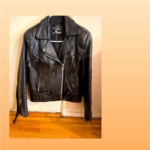 Vintage Fringe Leather Jacket size 12